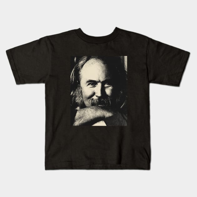 David Crosby - Vintage Pencil Drawing Style Kids T-Shirt by dameonrose